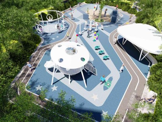 White Minimalist Disc Customized Outdoor Playground