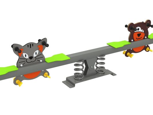 Grey puppy PE Board Seesaw