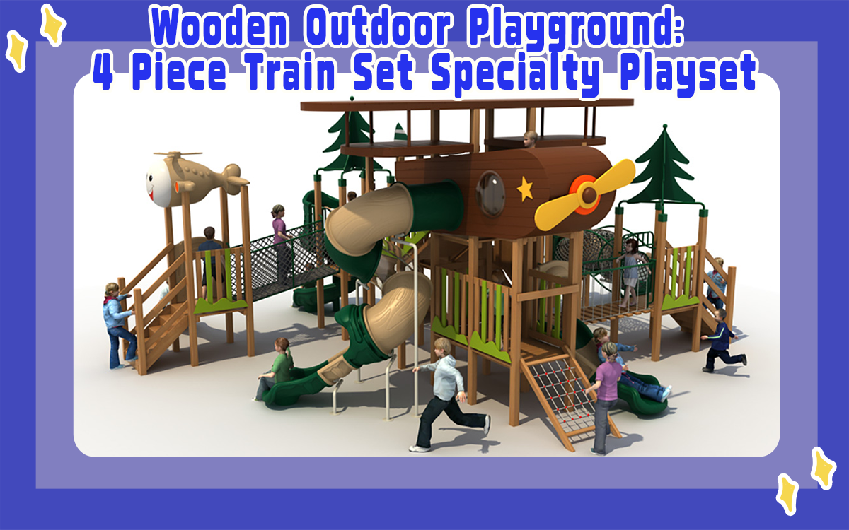 Hölzerne Outdoor-Spielplatz 4 Stück Zug Set Spezialität Playset