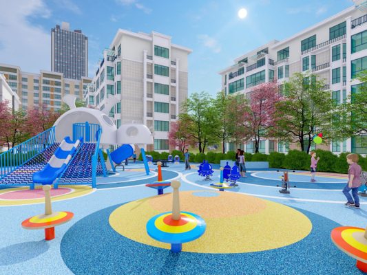 Blue and White Alien Customized Outdoor Playground