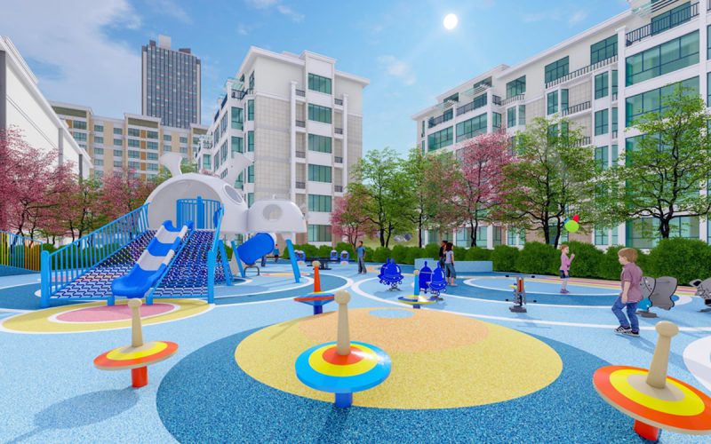 Blue and White Alien Customized Outdoor Playground