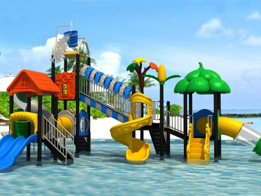 Forest Style Multiple Slides Water Outdoor Playground
