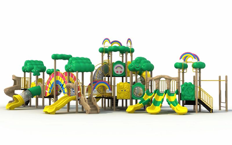 The process and time of building a wood castle playground