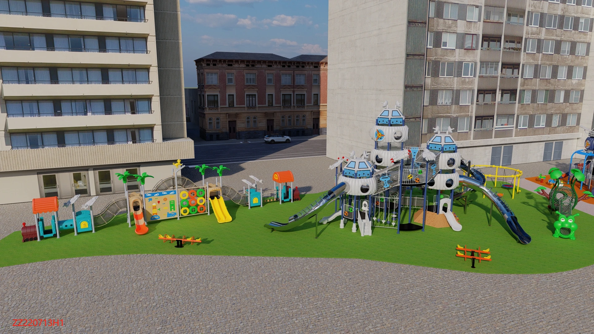 Creche com soluções de parques infantis exteriores para uma aprendizagem precoce mais segura 5 Creche com parque infantil exterior