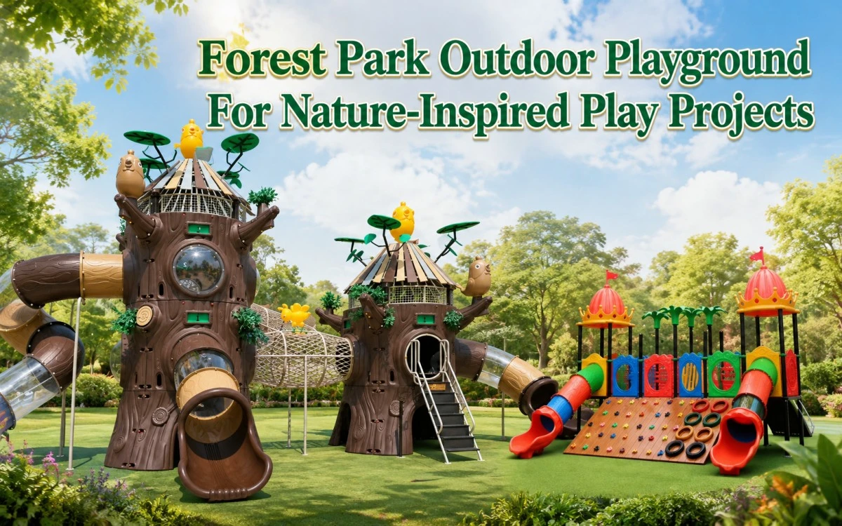Terrain de jeu extérieur du parc forestier pour des projets de jeu inspirés par la nature