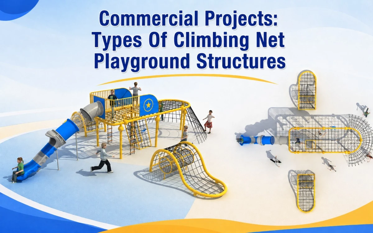 Projets commerciaux : types de structures de jeux avec filets d'escalade