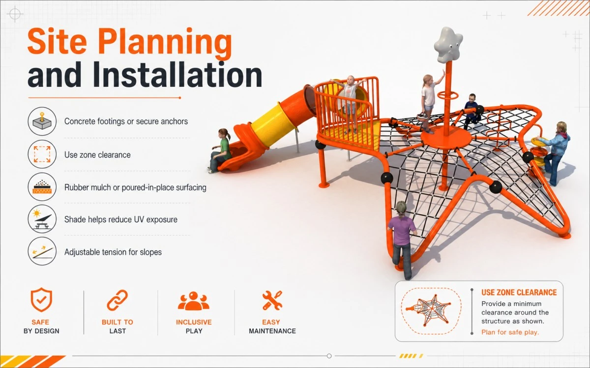 Commercial Projects: Types Of Climbing Net Playground Structures 4 commercial playground climbing net