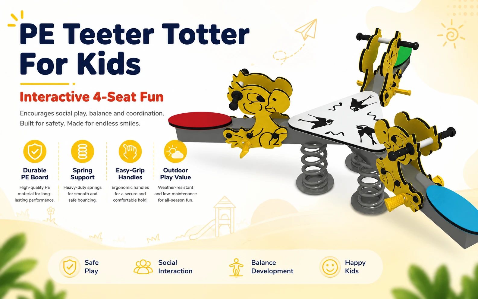 PE Teeter Totter For Kids: Complete Guide To Materials, Safety, Selection, Installation And Maintenance 7 PE Teeter Totter For Kids